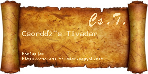 Csordás Tivadar névjegykártya